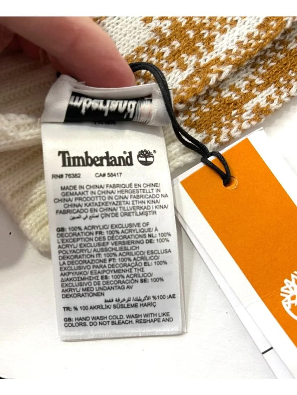 NWT Unisex Timberland Plaid Scarf Rectangle Knit